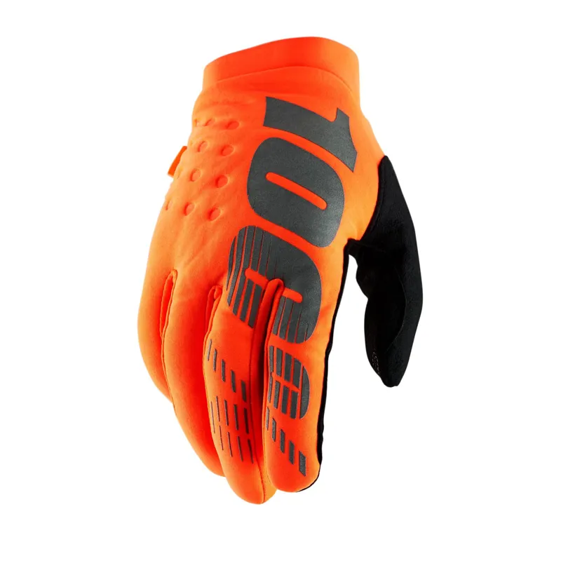 100% Brisker Cold Weather Youth Kids Mountain Bike Gloves - Fluo Orange
